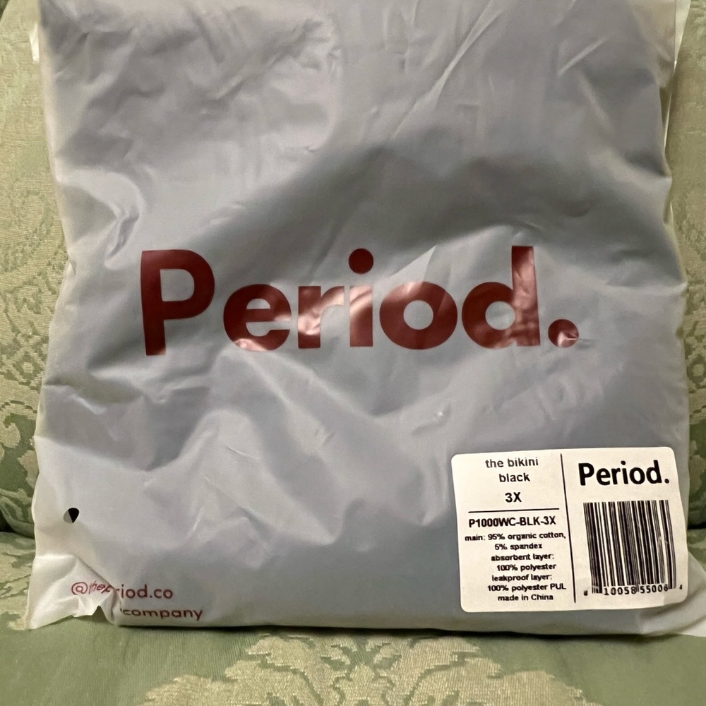 NWT Period absorbing underwear. 3x, black, the bikini, Period